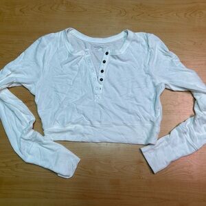 Classic White Button-Up Crop Top